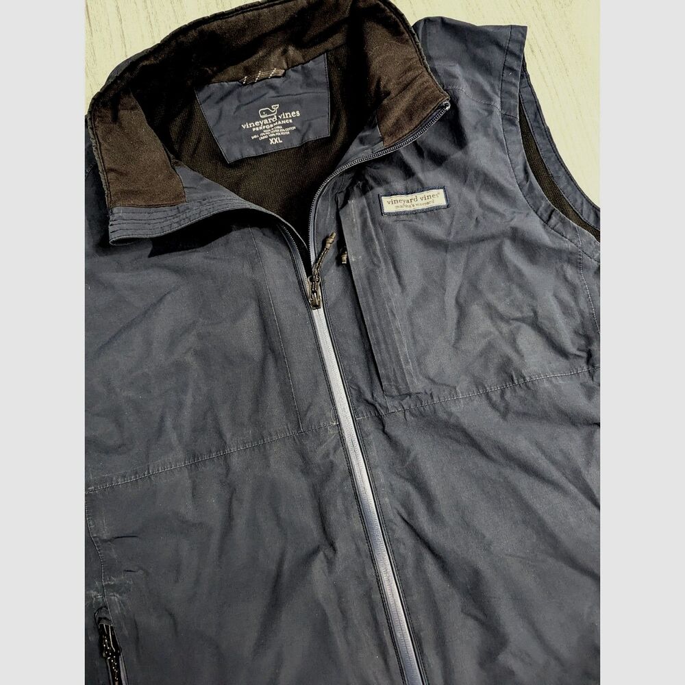 Vineyard Vines Mens Navy Blue Full Zip Vest Softshell Outerwear Jacket Sz XXL